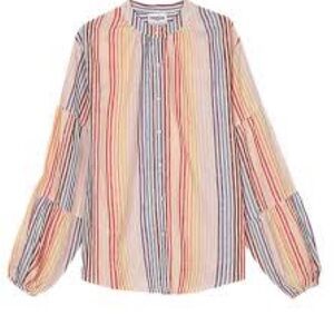 FRNCH Capucine Cotton Blouse Oatmeal with Multi Coloured Stripes size L